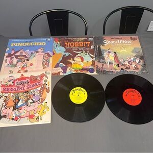 Lot Of 6 VTG 70s Disneyland Record Story/Music LP Vinyl Bambi, Hobbit, & More